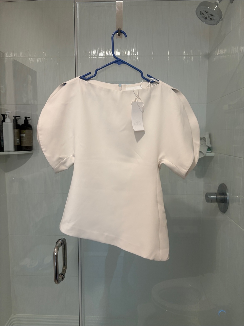 Zara White Puff-Sleeve Blouse